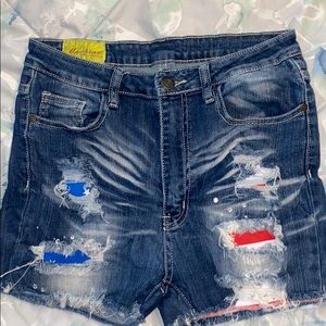 Distressed high waisted shorts
